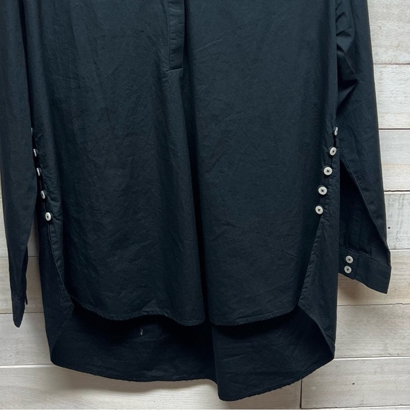 Anthropologie‎ Black Tunic Top Long Sleeve Collared V Neck Womens Medium Buttons - Picture 3 of 11